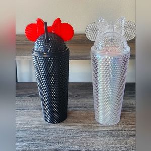 Minnie Mouse 20 oz Texture Tumbler with Straw Bundle of 2 NEW